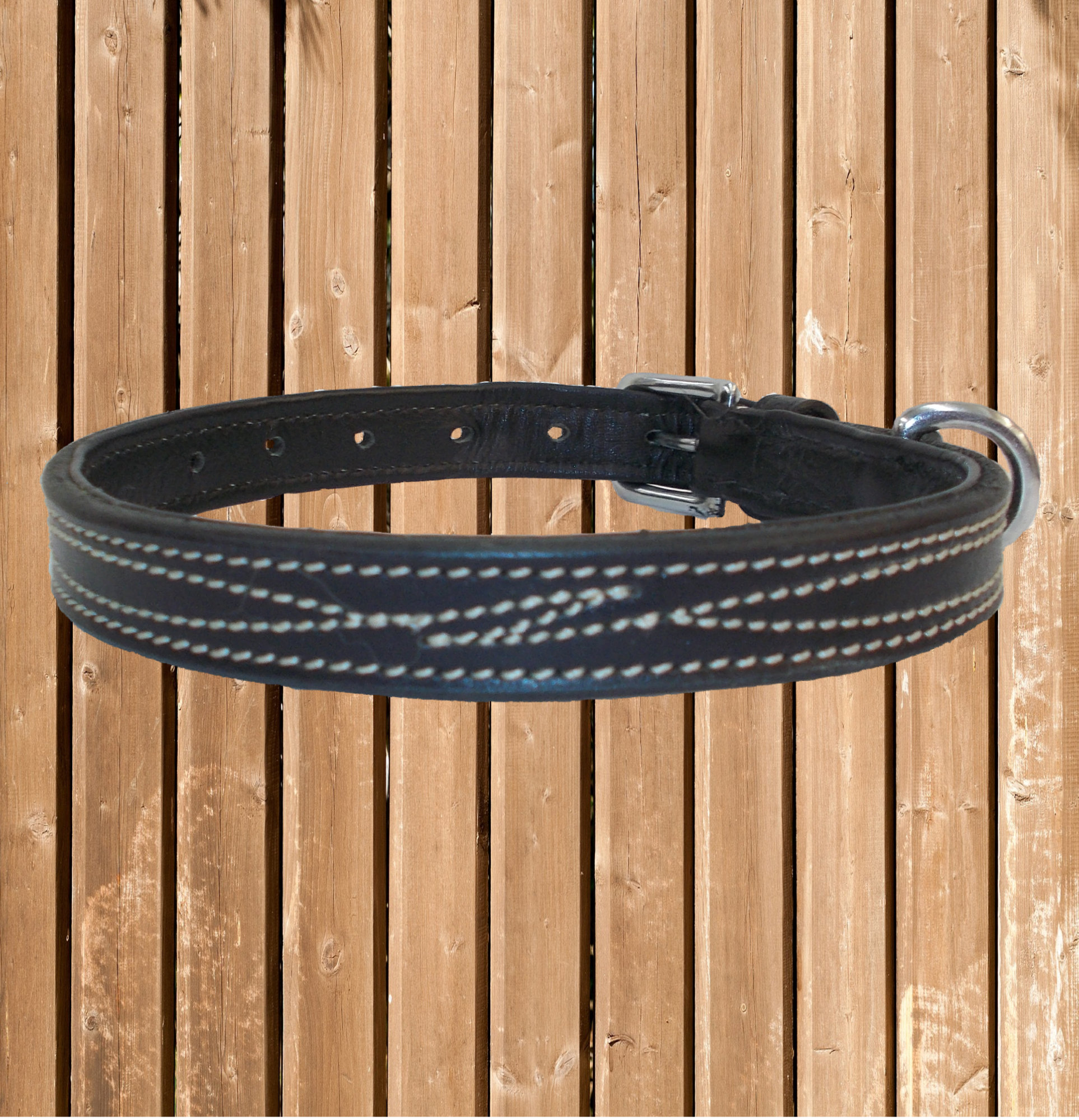 Hundehalsband m. Ziernähten, Riding World Leder Halsband, 45 cm